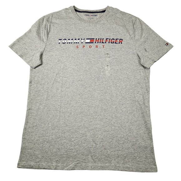 Tommy Hilfiger Men's Logo Short-Sleeve Crew Neck T-Shirt Gray Size XS‎ - Picture 1 of 5